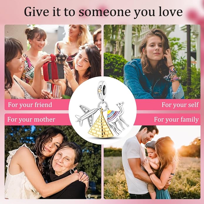 MULA 925 Sterling Silver Charms for Bracelets and Necklaces Family Letters Dangle Pendants Airplane Travel Beads Family Tree Jewelry Charms for Women