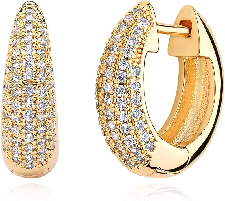 MYEARS Women Earrings Gold Huggie Hoop Ear Stud Cuff 14K Small Simple Hypoallergenic Everyday Jewelry