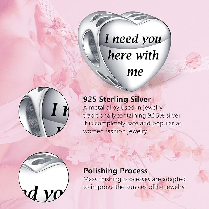 Annmors Personalized Photo Charms For Bracelets/Necklace 925 Sterling Silver Love Heart Shaped Engraved Customize Picture Gift for Birthday Mother's Day,Bead Charms Jewelry for Women
