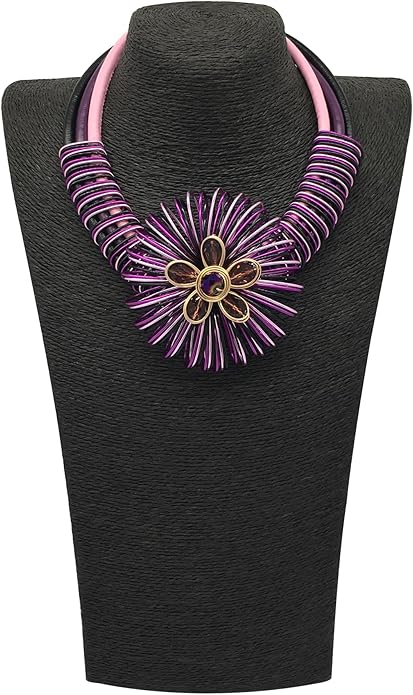 Statement African Necklace For Women African Jewelry Costume Earring Sets Tribal Fashion Colorful Big Rhinestone Crystal Pendent Collar Choker Bold Chunky Bib Handmade