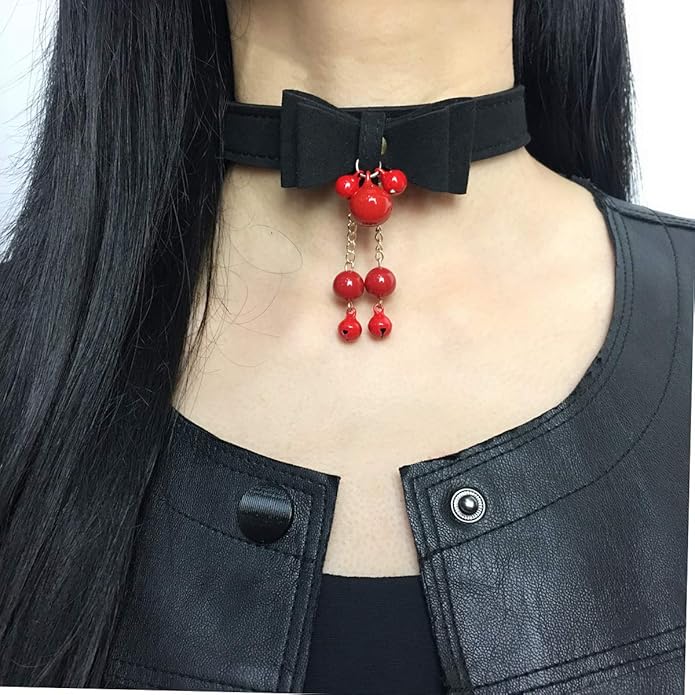 Bell Choker Collar Necklace Lolita Bow Collar Cat Kitty Velvet Necklace