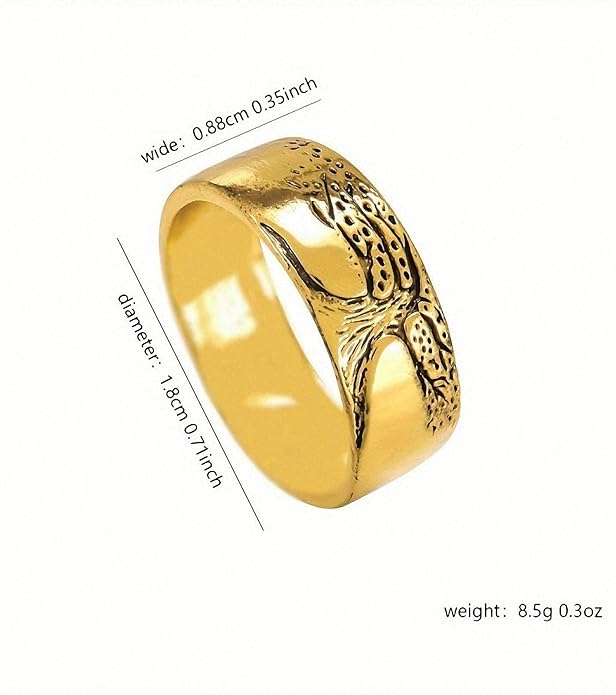 Women Tree of Life Lucky Flower Wide Band Ring Gold Pink Opal Green Enamel Resin Plated Dainty Tree Rhinestone Statement Thumb Index Full Finger Chunky Ring Party Crystal Vintage Jewelry