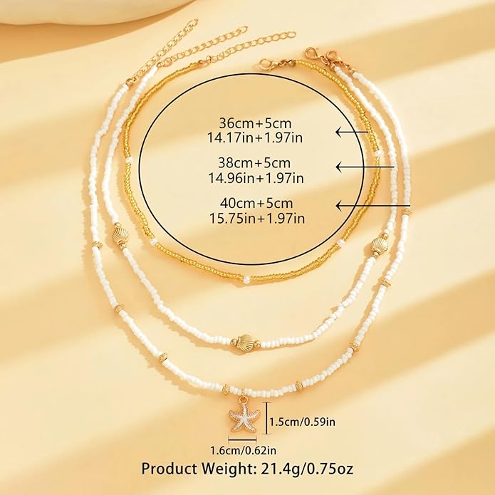 Nackiy Handmade Sea Shell Necklace for Women Summer Adjustable Natural Shell Collar Necklace