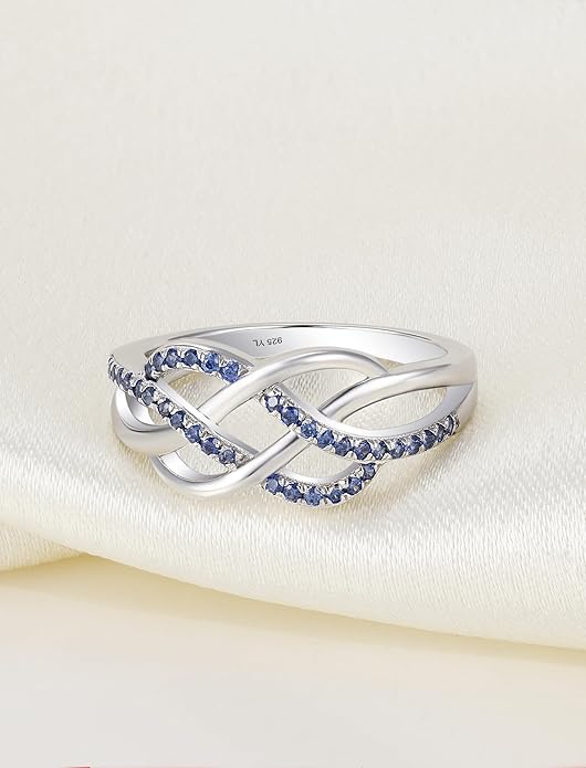YL Celtic Knot Rings 925 Sterling Silver Twisted Knot Ring Birthstone Infinity Statement Jewelry for Women-size5