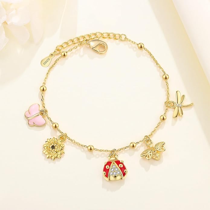 Women's 925 Sterling Silver Bracelet, Non Tarnish 18K Gold Plated Bracelets for Women, Dainty Chain Simple Jewelry Cute Handmade Minimalist for Gift