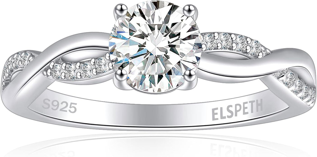 Elspeth 925 Sterling Silver Engagement Ring for Women Oval/Radiant/Pear/Princess/RoundCut Cubic Zirconia Promise Ring Size 4-10