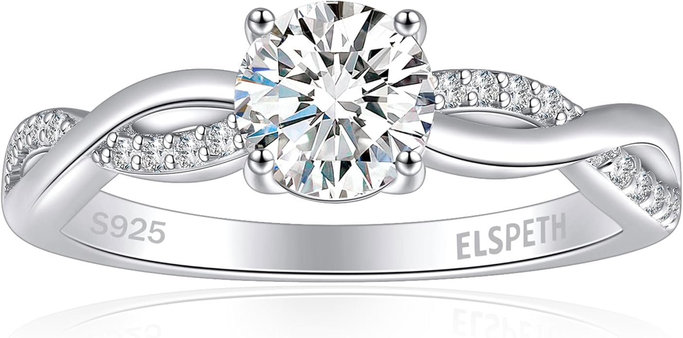 Elspeth 925 Sterling Silver Engagement Ring for Women Oval/Radiant/Pear/Princess/RoundCut Cubic Zirconia Promise Ring Size 4-10