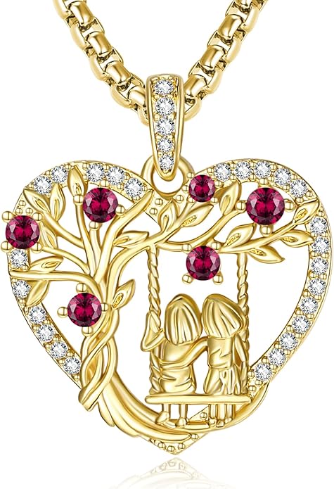 14K Gold Tree of Life Necklace for Sister Christmas Gifts from Sister,Heart Jewelry with Birthstone Pendant for Women Female Friendship Forever My Friend