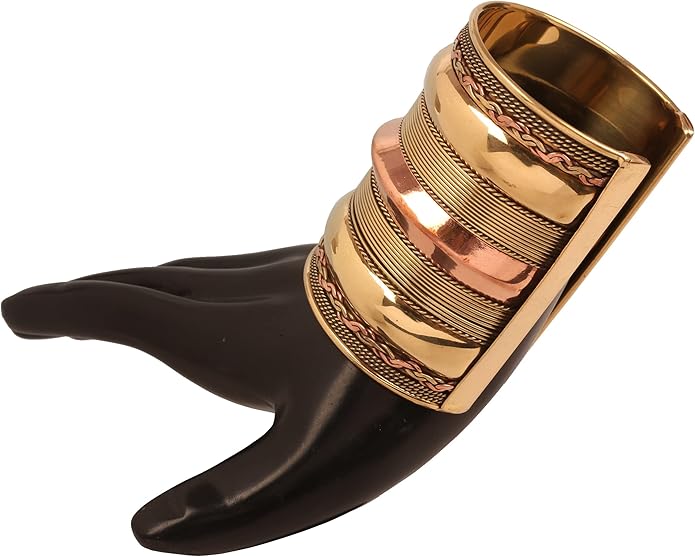 Touchstone Indian Bollywood Handcrafted Slip In Easy To Wear Stylish Wrist Enhancer Designer Broad Jewelry Cuff Bracelet For Women and Men.