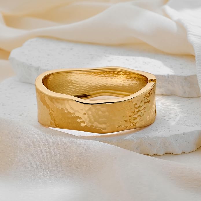 Wide Chunky Gold Cuff Bracelets for Women - Open Cuff Bangles Adjustable Wrist Bracelets, Statement Jewelry Gifts for Women