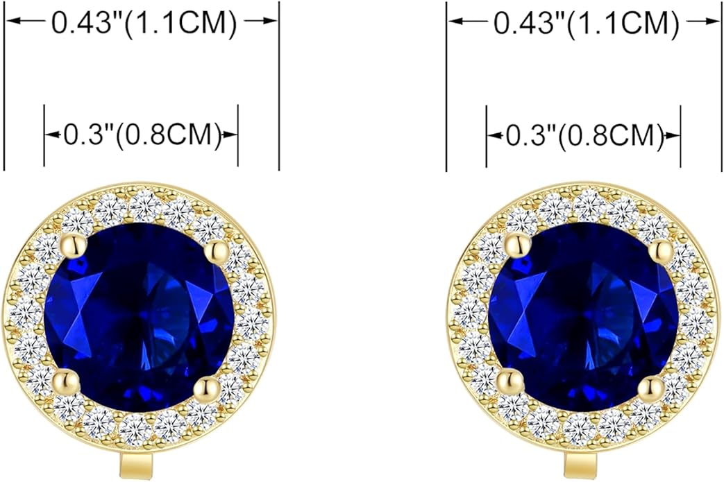 YOQUCOL 8MM Cubic Zirconia Crystal Clip On Stud Earrings Round Non Pierced Earrings for Women