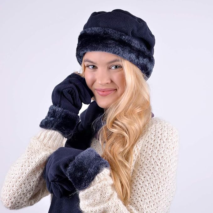 boxed-gifts Women's Warm Fleece Winter - Women's Hat and Glove Set + Hats Gloves Scarves for Women