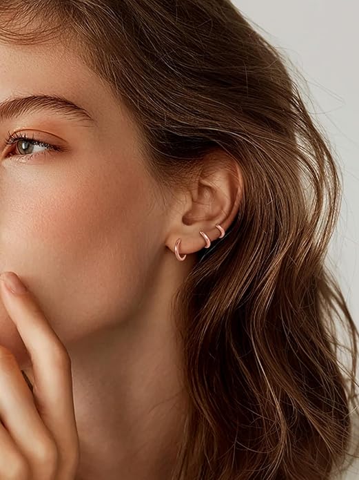 FaithHeart Sterling Silver Hoop Earrings for Women, Hypoallergenic Huggie Hoop Earrings Lightweight Small Cartilage Earrings Hoop Earring Dainty Everyday Earrings 6/8/10/12/14/15/16/18/20mm