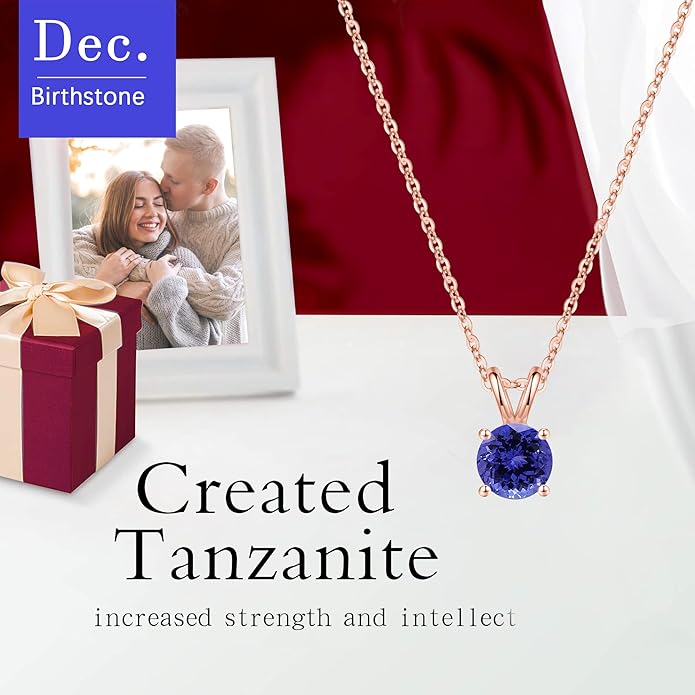SMILEST Birthstone Necklace for Women Mom Wife, 1ct Sparkle Round Cut Birthstone Pendant 925 Sterling Silver Necklace Gifts for Women Mom Wife Friend