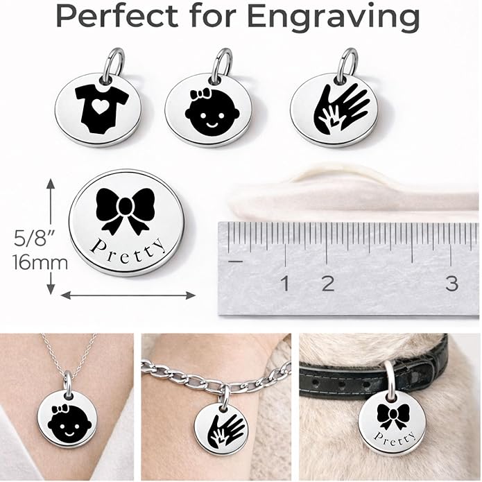 SM Design Pregnancy & New Baby Charm Set – Set of 4 Meaningful Stainless Steel Charms – Great for Crafting, Making Bracelets and Necklaces - Meaningful Keepsake Charms for Expecting & New Moms