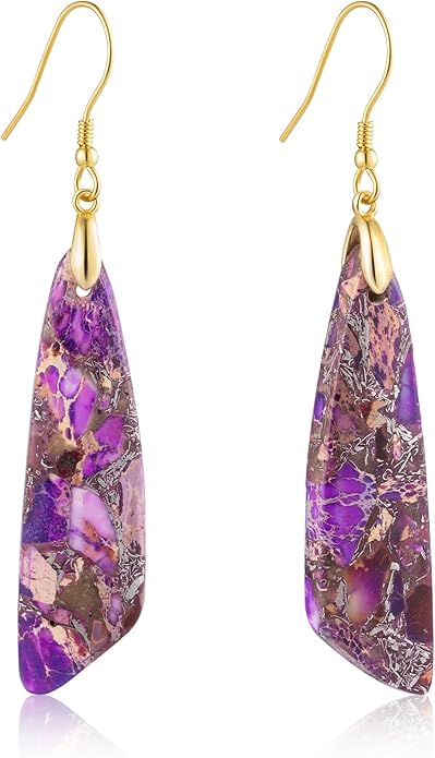 SELOVO Jasper Stone Earrings for Women Trendy Dangle Earrings Fishhook Drop Earrings