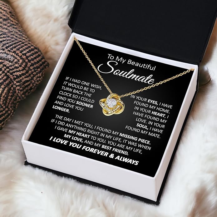 To My Beautiful Soulmate Necklace For Women, Necklace For Wife From Husband, Girlfriend Necklace From Boyfriend, Wife Birthday Gifts From Husband, Gifts Boxes For Women, Soulmate Necklace For Her