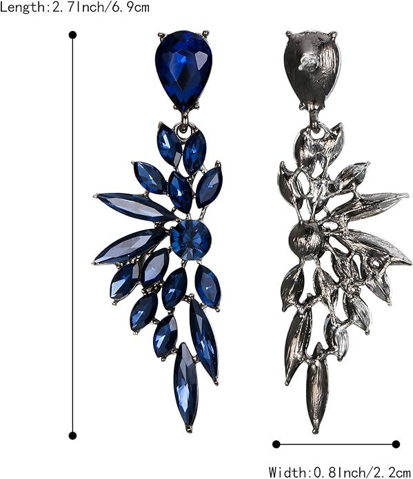 BriLove Women's Wedding Bridal Crystal Teardrop Multi Marquise Cluster Bling Dangle Earrings