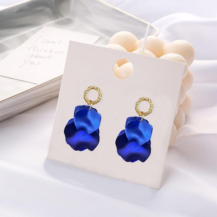 Anmpab Statement Matte Rose Flower Petal Stud Earrings for Women Dangly Floral Petal Earrings Jewelry Accessories Romantic Gifts for Her Women