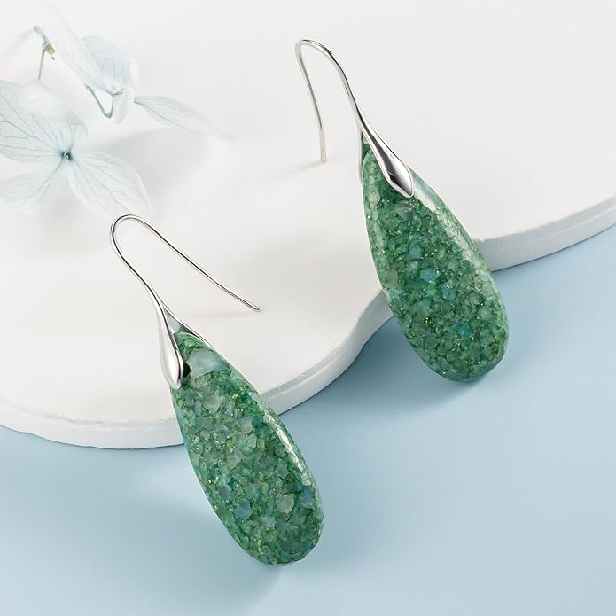 SELOVO Stone Fishhook Dangle Drop Earrings Statement Earrings for Women Stone