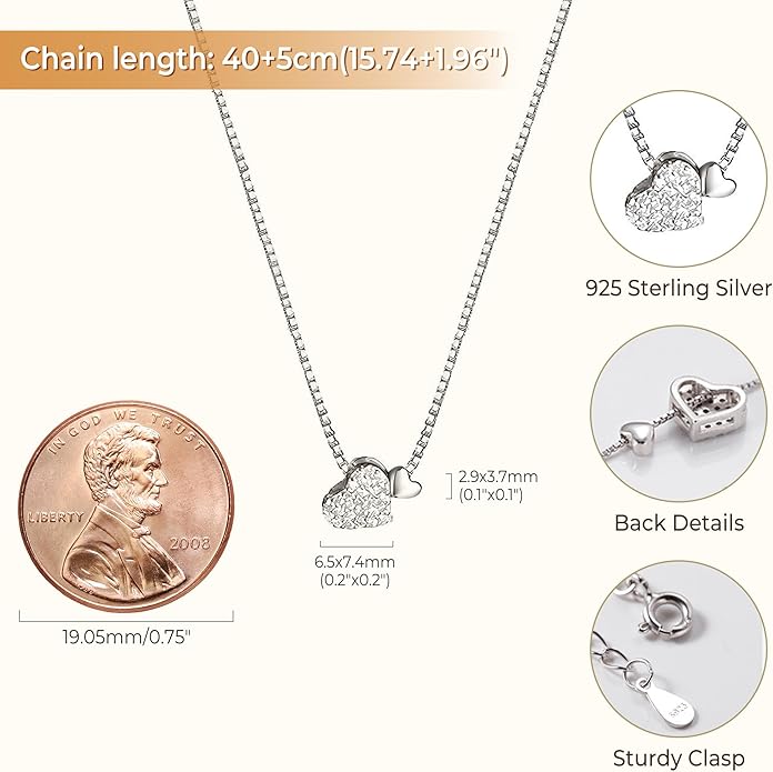 LOVECOM Valentines Gifts S925 Sterling Silver Heart Necklace for Women Dainty 14k Gold Plated CZ Infinity Double Cross Star Pendant Choker Necklaces Trendy Bead Chain Jewelry Gifts for Mom Daughter