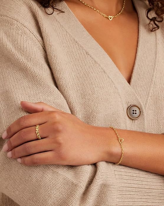 gorjana - Parker Heart Necklace 16 1/2 or 17 inches - 18K Gold Plated - Cable Chain, Interlocking Double Open Hearts - Gifting Necklace to Loved One - Stylish Gift Packaging - Unique Heart Hinge Closure