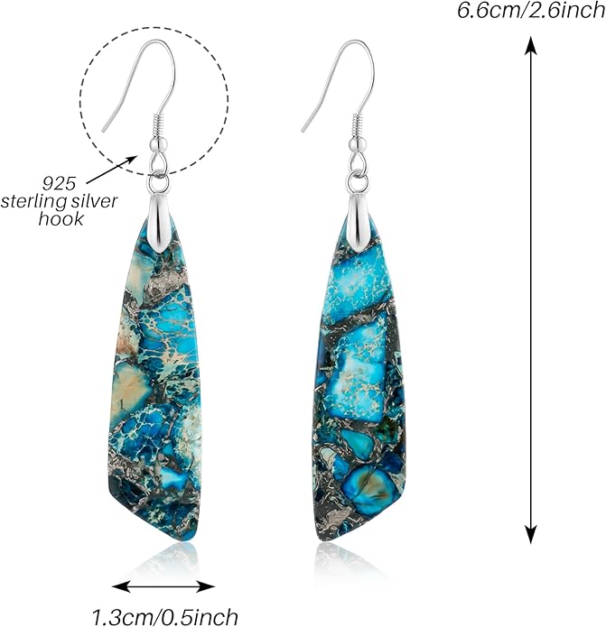 SELOVO Jasper Stone Earrings for Women Trendy Dangle Earrings Fishhook Drop Earrings