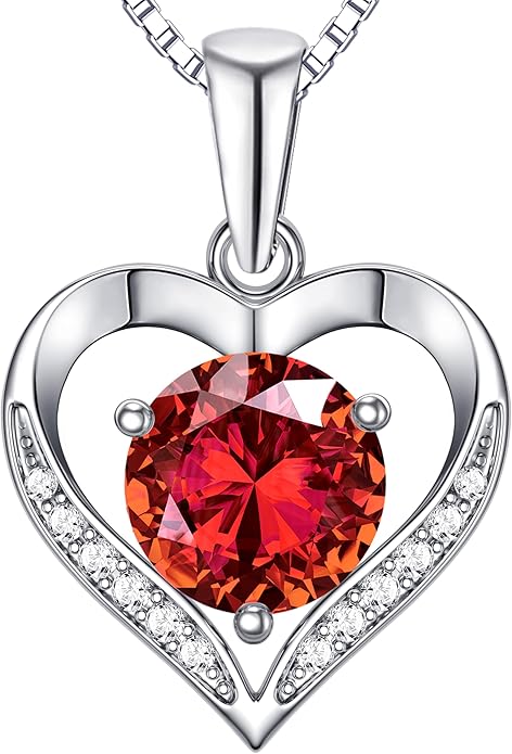 Heart Moissanite Birthstone Necklaces Anniversary/Birthday/Best Friend/Girlfriend/Wife Gifts for Her 925 Sterling Silver Pendant Necklace for Women