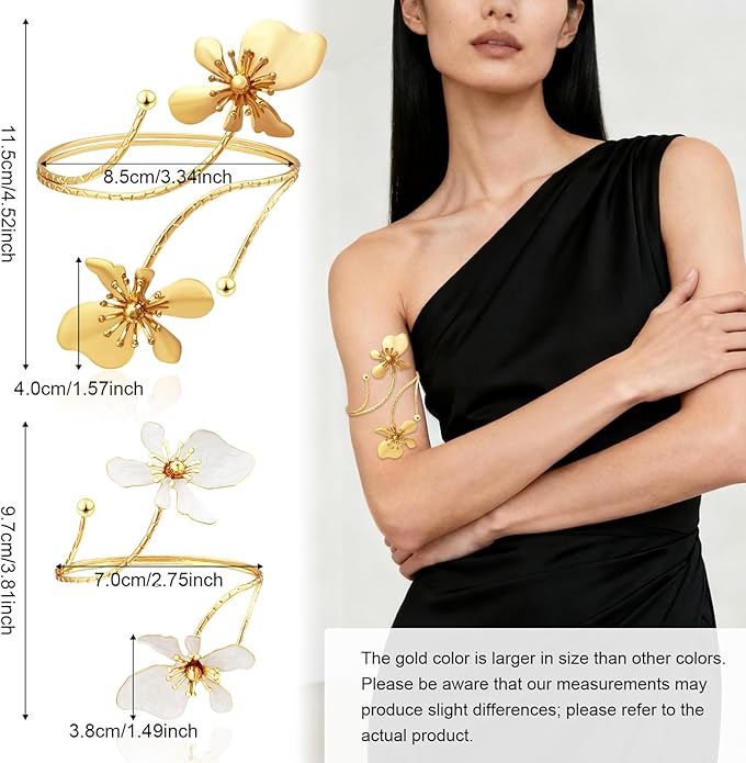 KOLODOGO Arm Cuff Jewelry for Women Upper ArmBand Cuff Bracelet Adjustable Flower Cuff Jewelry Gift for Women