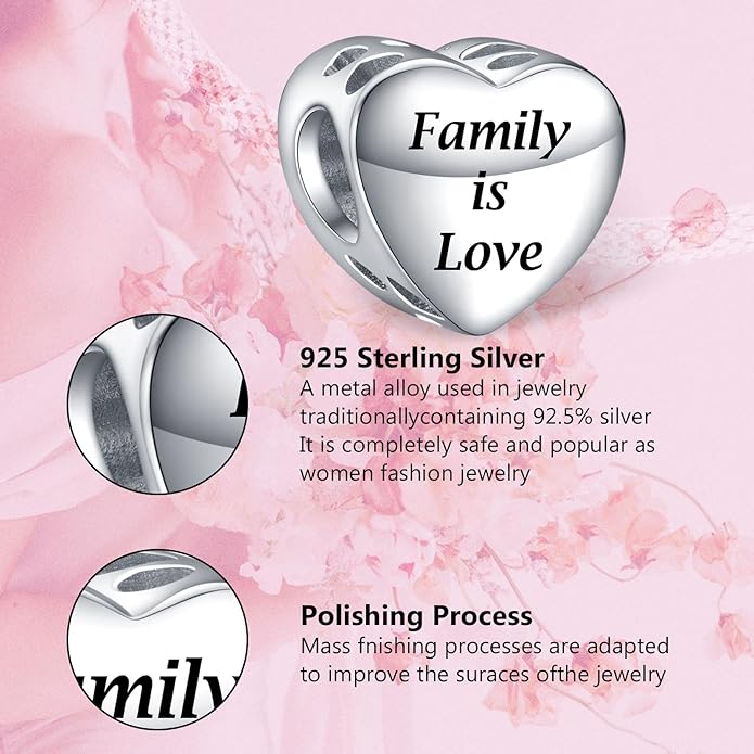 Annmors Personalized Photo Charms For Bracelets/Necklace 925 Sterling Silver Love Heart Shaped Engraved Customize Picture Gift for Birthday Mother's Day,Bead Charms Jewelry for Women