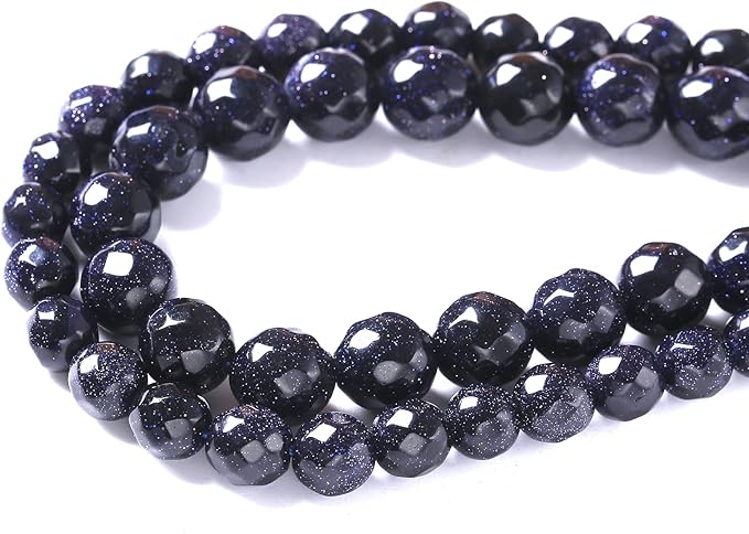 8mm 45pcs Natural Blue Sandstone Faceted Stone Beads for Jewelry Making DIY Bracelet Necklace Accessories 15" Energy Healing Power Stone Beads (Faceted Blue Sandstone, 8mm)