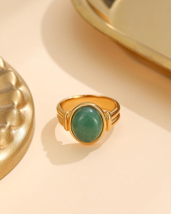 YeGieonr Gold Rings for Women Trendy Non Tarnish Chunky Gold Plated Ring, Waterproof Stainless Steel Gold Jewelry Gift