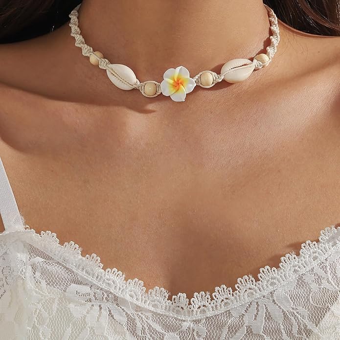 Nackiy Handmade Sea Shell Necklace for Women Summer Adjustable Natural Shell Collar Necklace