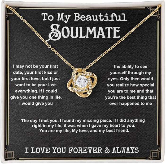 To My Beautiful Soulmate Necklace For Women, Necklace For Wife From Husband, Girlfriend Necklace From Boyfriend, Wife Birthday Gifts From Husband, Gifts Boxes For Women, Soulmate Necklace For Her
