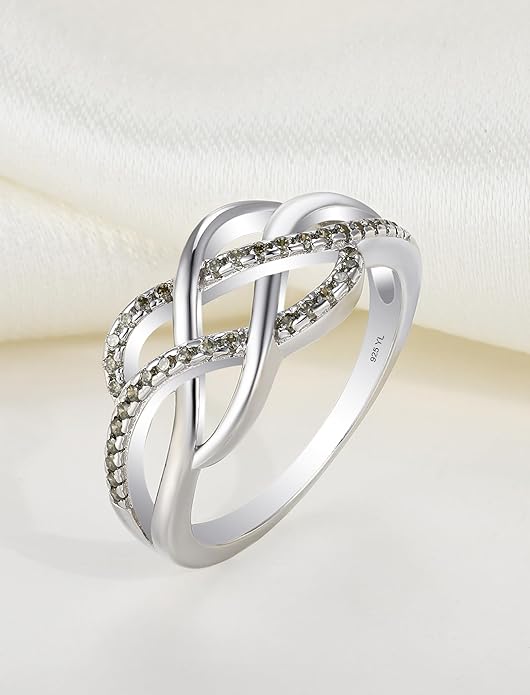 YL Celtic Knot Rings 925 Sterling Silver Twisted Knot Ring Birthstone Infinity Statement Jewelry for Women-size5