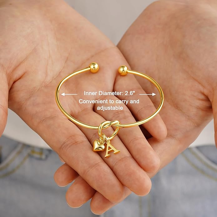 M MOOHAM Valentines Gifts for Her Teen Girls - Knot Initial Bracelets for Women Bridesmaids Proposal Gift Bridesmaid Gift Heart Initial Bracelet Friendship Bracelets Valentines Gifts for Women Sister