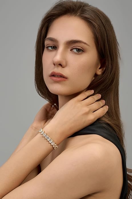 14K Gold Filled Tennis Bracelet for Women- Classic Gold Bracelet for Women, Oval Stone Cut Bracelet Valentines, Mothers, Christmas Jewelry Gift for Women