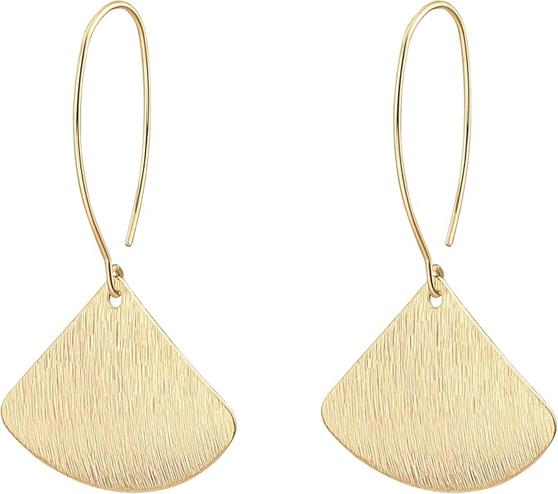 SOFYBJA Dainty 18K Gold Plated Disc Ball Triangle Sunburst Drop Earrings Long Dangle Lightweight Handmade Earrings Jewelry