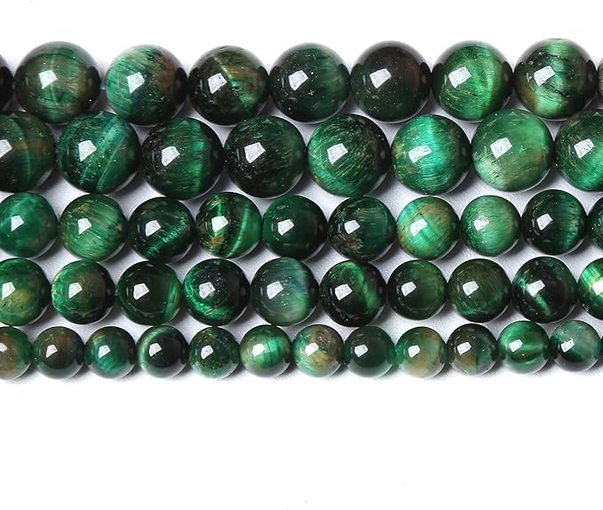 Natural Green Tiger Eye Stone Beads Round Loose Beads Energy Gemstone Healing Power for Jewelry Making 1 Strand 10mm 38pcs 15"