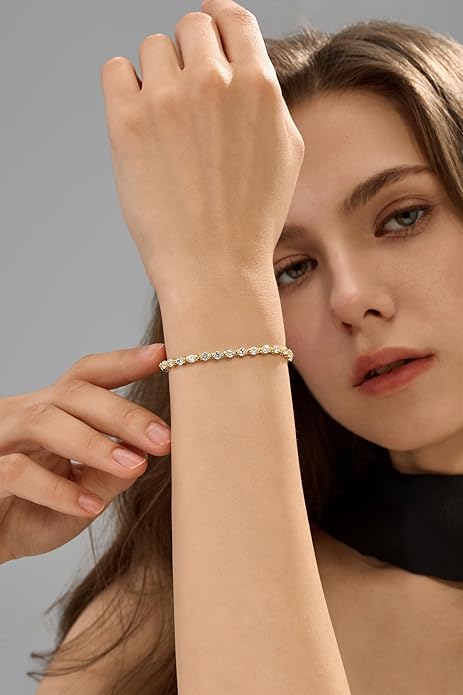 14K Gold Filled Tennis Bracelet for Women-3mm,4mm 5mm CZ Stone Classic Gold Bracelet for Women, Valentines, Mothers, Christmas Jewelry Gift for Women