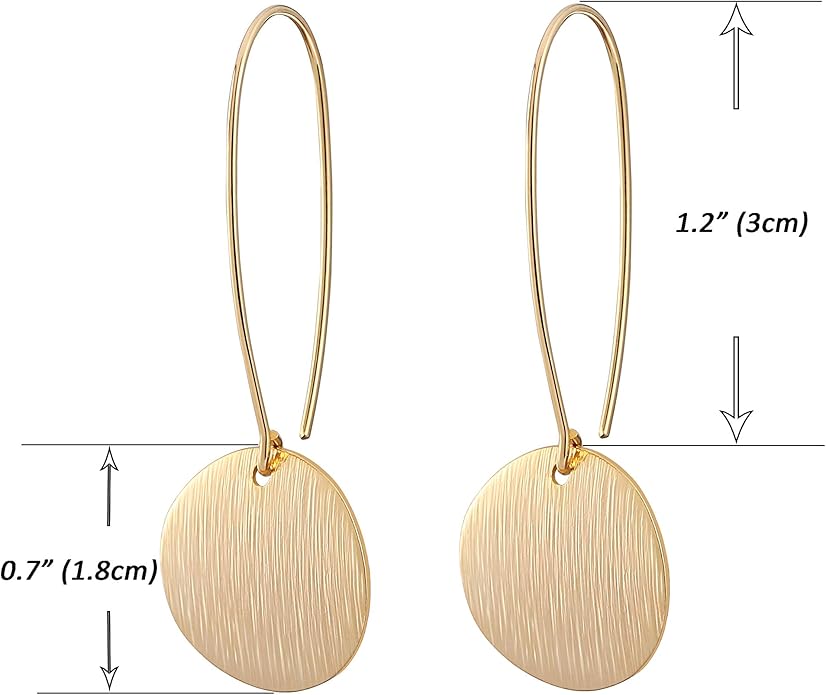 SOFYBJA Dainty 18K Gold Plated Disc Ball Triangle Sunburst Drop Earrings Long Dangle Lightweight Handmade Earrings Jewelry