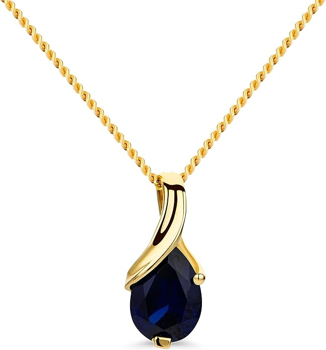 Orovi 14K Gold Necklace for Women in 14K Yellow Gold/White Gold 585 with Ruby/Sapphire/Emerald/Topaz/Amethyst Gemstone/Birthstone Pendant Necklace and Gold Chain 17.7 ″ Long - Women's Jewelry