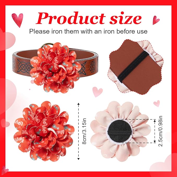 Lyrow 100 Pcs Valentines Day Dog Collar Flowers Bulk Dog Charms Grooming Accessories Pink and Red Heart Bow Tie Flower for Puppy Cat Pets Collar Attachment Embellishment Sweet Party Costume
