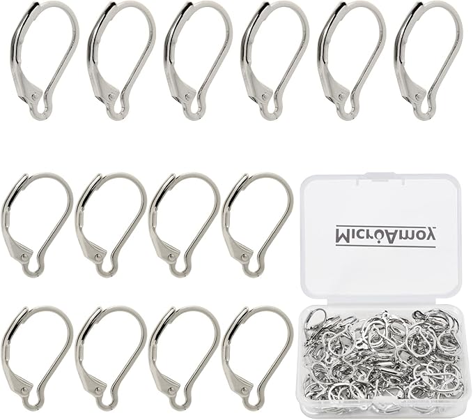 100Pcs Silver Filled Leverback Earwires French Earring Hooks,Hypoallergenic Dangle Ear Wire Findings for DIY Jewelry Making Supplies (Silver-French Leverback Earwires)