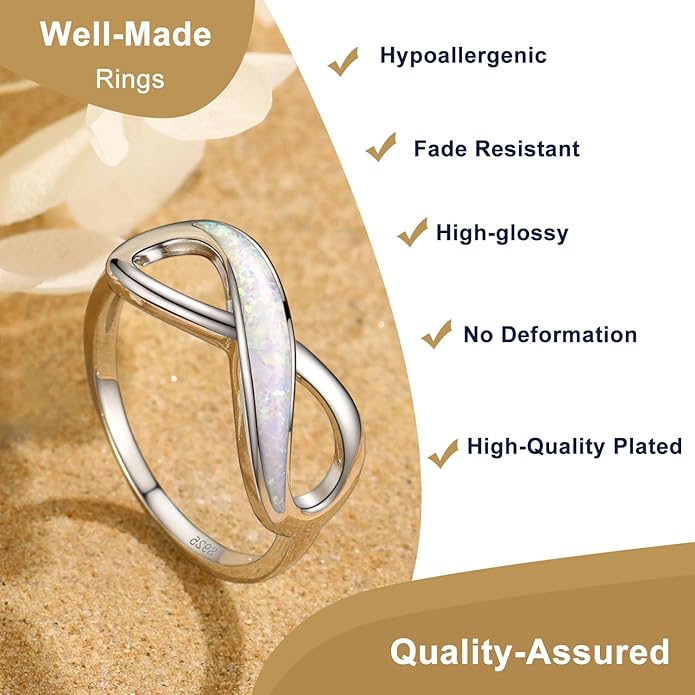 Suplight 925 Sterling Silver Ring Simple Infinity Knot Wedding Band Rings Love Knot Promise Ring for Women Size 4-12(with Gift Box)