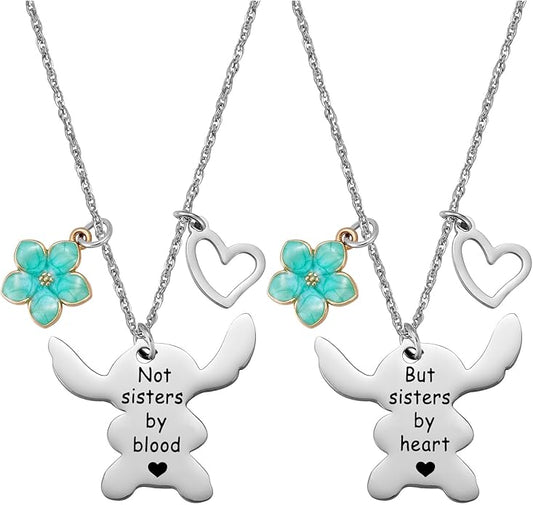 2PCS Best Friend Necklace Set, BFF Friendship Necklace for 2, Long Distance Birthday Jewelry Gift for Sister Bestie