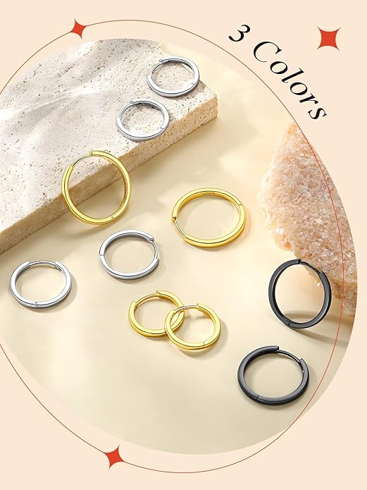 FaithHeart Sterling Silver Hoop Earrings for Women, Hypoallergenic Huggie Hoop Earrings Lightweight Small Cartilage Earrings Hoop Earring Dainty Everyday Earrings 6/8/10/12/14/15/16/18/20mm