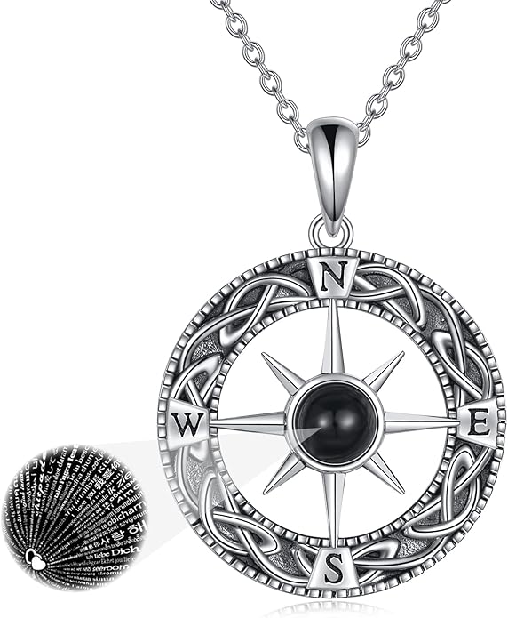 Compass Necklace Sterling Silver Celtic Knot Necklace Graduation Friendship Talisman Travel Necklace Inspirational Graduation Gift Jewelry Gifts for Women Girls