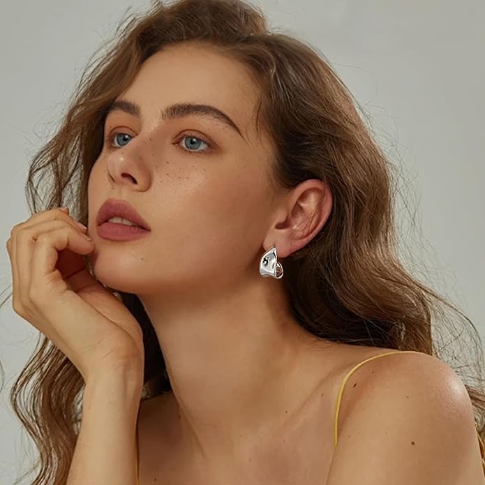Gacimy Chunky Earrings for Women, Teardrop Earrings with 925 Sterling Silver Post, 14K Gold Plated Statement Drop for Women