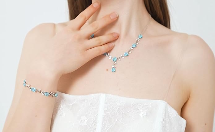 GZWHD Wedding Jewelry Sets for Bride Bridesmaid Women Cubic Zirconia Necklace Earrings Bracelet Set Gift for Mother Friend Wife Daughter Sister Party Prom Jewelry